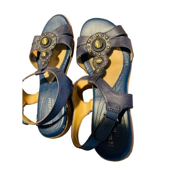 Naturalizer Womens Flat Slingback Sandals N5 Comport Navy Blue 7 1/2M - Picture 9 of 13